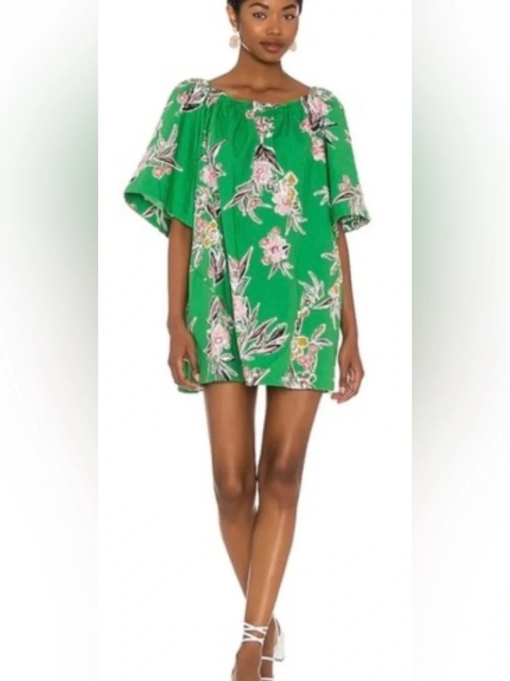 Free People Retro Floral Off-The-Shoulder Tunic Dress NWOT | Medium